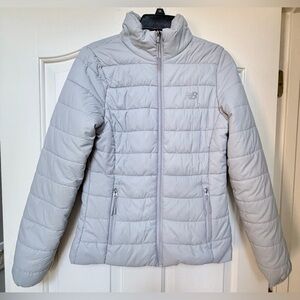 New Balance Women's Gray Puffer Jacket Zipper Pockets Small
